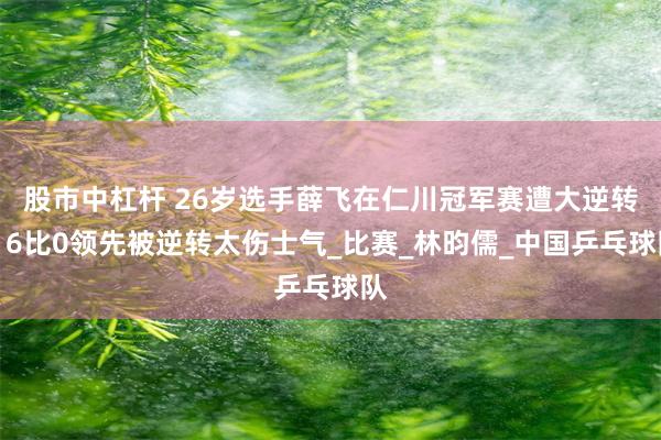 股市中杠杆 26岁选手薛飞在仁川冠军赛遭大逆转，6比0领先被逆转太伤士气_比赛_林昀儒_中国乒乓球队