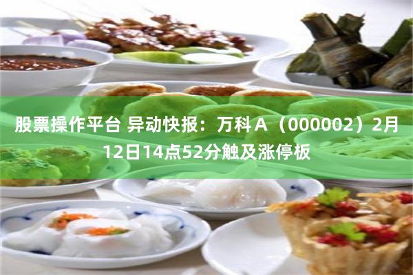 股票操作平台 异动快报：万科Ａ（000002）2月12日14点52分触及涨停板