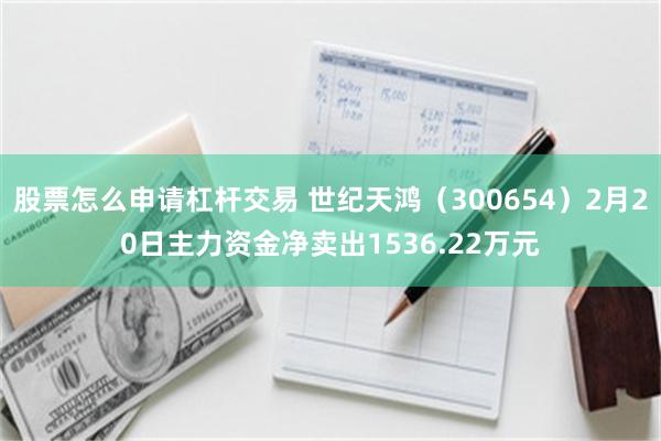 股票怎么申请杠杆交易 世纪天鸿（300654）2月20日主力资金净卖出1536.22万元