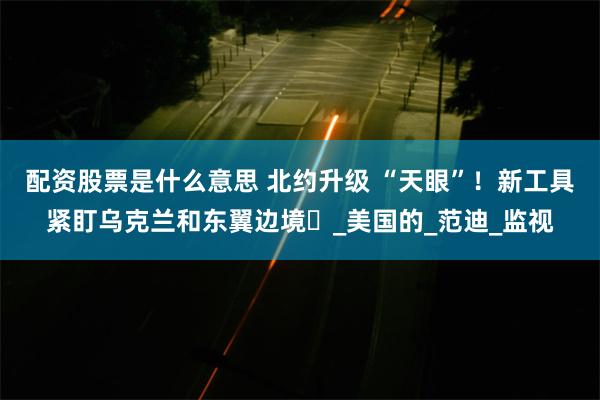 配资股票是什么意思 北约升级 “天眼”！新工具紧盯乌克兰和东翼边境​_美国的_范迪_监视